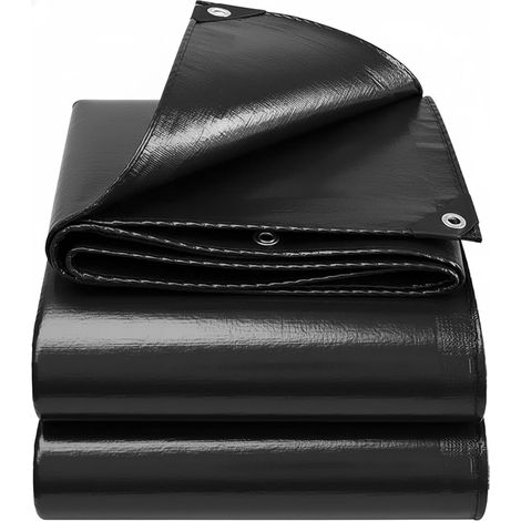 3X3 M Bâche imperméable et résistante en polyéthylène 130 g/m² – Noir uni – Anti-UV et antigel – avec œillets métalliques renforcés – Multi-usages pour Jardin, Camping, Meubles, tonnelle, abri (1/5)