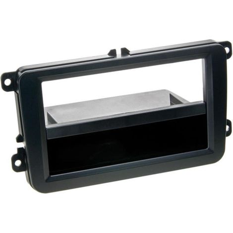 Support autoradio 1Din compatible avec Seat Leon VW Golf 5 Golf 6 Skoda Octavia - Noir - avec vide-poche