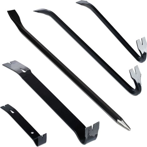 Set di 5 piedi di porco per bricolage demolizione sollevamento oggetti 30 x 5 x 5 cm in acciaio nero 130004641