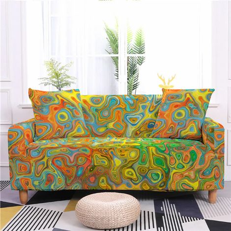 Housse de canapé rétro extensible antidérapante, protection de meuble, motif exotique, pour fauteuil 1 place 90-140 cm, revêtement de salon, 4 (1/3)