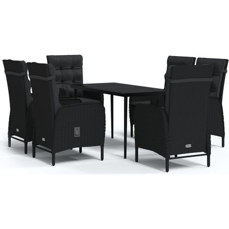 Set da Pranzo da Giardino 7 pz con Cuscini Nero vidaXL (1/5)