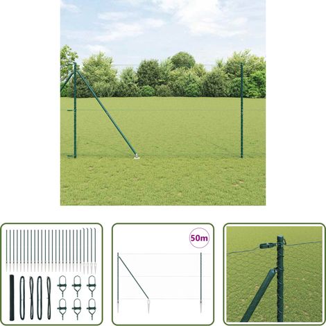 Poteaux de clôture -  Poteau de clôture. Vert 50 x 1,5 m (maillage de 25 mm) (1/5)
