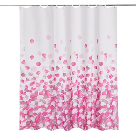Rideau de Douche Rideau de Salle de Bain en Polyester, résistant à la moisissure et à la moisissure avec 12 Crochets, Rideau de Bain imperméable, 180 x 180 cm de Long, Rose Florale (1/2)