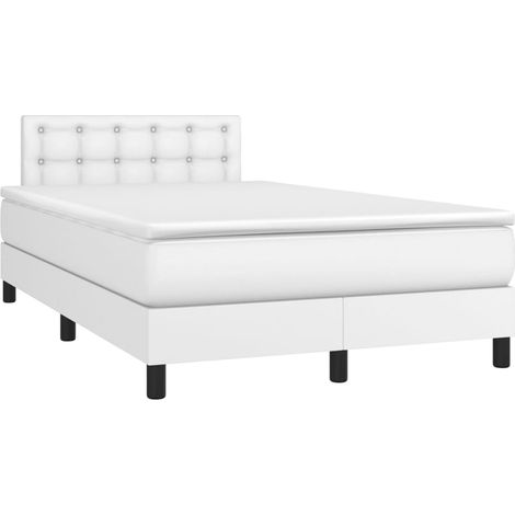 Cama box spring con colchón cuero sintético blanco 120x200 cm vidaXL (1/4)