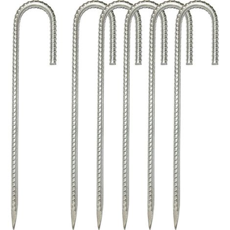 Picchetti di ancoraggio in acciaio zincato antiruggine per impieghi gravosi da 30 cm con ganci a J per tende da trampolino - Adatti per campeggi, giardini, rifugi e altalene