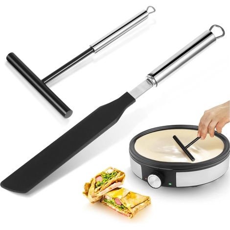 Juego de 2 espátulas de acero inoxidable para crepes y repostería. (1/4)