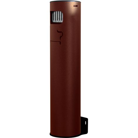 Posacenere da Muro da Esterno Ø11,7xh49 cm in Alluminio Verniciato con Contenitore Interno Estraibile Marrone (1/2)