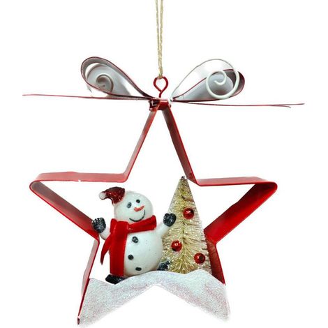 TrAdE Shop Traesio - Decorazione Natalizia Albero Di Natale Appendino Pupazzo Di Neve Stella 14.5cm - (1/2)