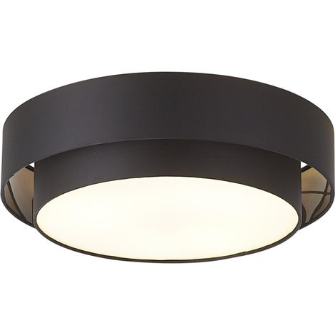 QAZQA Modern Ceiling Light Black 50cm 3-Light - Drum Duo (1/5)