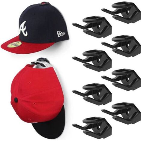 Wandmontierte Huthaken (8er-Pack) – Hutablage für Baseballkappen, schwarz (1/4)