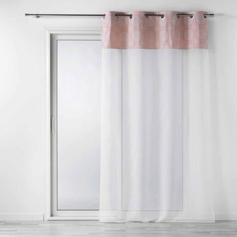 Rideau Voilage à Œillets "Sibel" 140x240cm Rose (1/5)