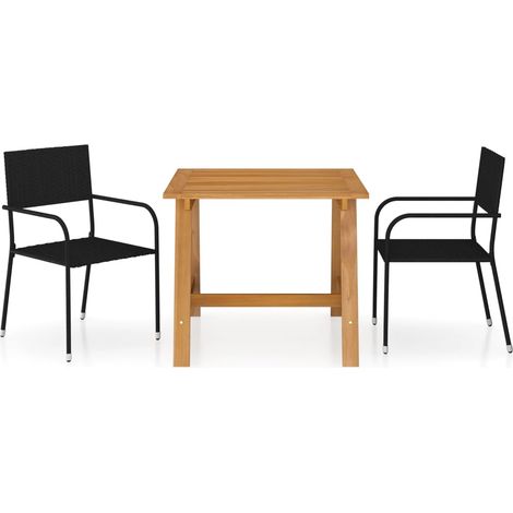 vidaXL Set Mobili da Pranzo per Giardino 3 pz Nero (1/5)