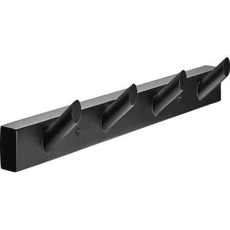 Hettich Hakenleiste Buche 400 x 65 x 60 mm mit 4 Haken schwarz - 1 Stück Garderobenhaken