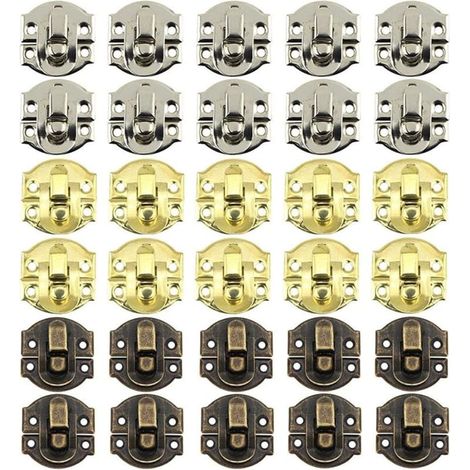 [NEVER USED] 30 Pcs Antique Hasp Locking Hinges Toggle Hasp Latch Closure with Screws for Wooden Box Suitcase Jewelry Boxes (1/4)