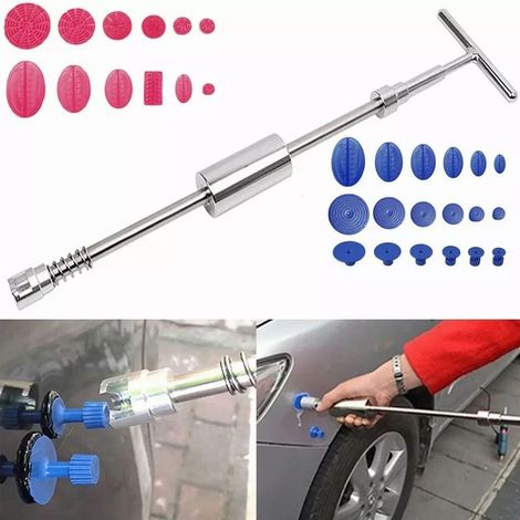 Kit de Redressage Té pour Démbosselage Voiture, Outil de Réparation Carrosserie avec Ventouses Plastique Anti-Rayures (1/5)
