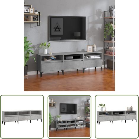 Meuble TV - Armoire de TV Banc TV pour Salon gris béton 150x30x44,5 cm bois d'ingénierie -FR23445 (1/5)