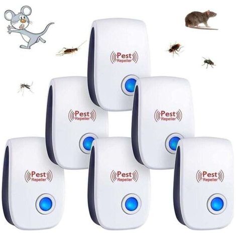 6pcs Répulsif à Ultrason Antiparasitaire, XU, Intérieur, Appareil Anti Moustique/Souris/Cafards/Rongeurs/Fourmis/Araignées/Insectes - (1/4)