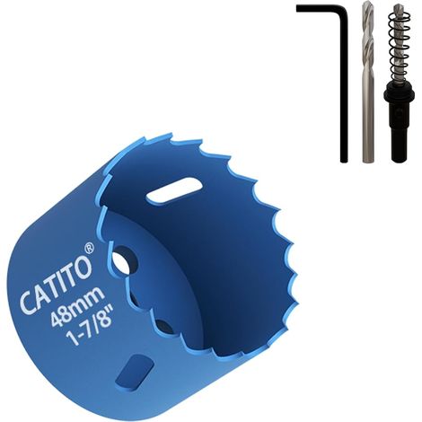 Scie cloche bi-métal de 48 mm, pour luminaires encastrés, idéale pour éclairage encastré, idéale pour plastique, bois, contreplaqué (48 mm) (1/5)