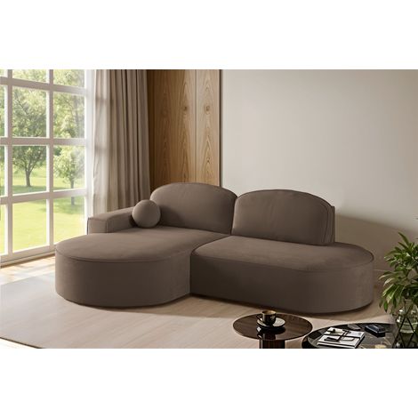 Ecksofa Schlafsofa Sofa GIRONA Stoff Salvador Braun Ottomane Links (1/5)