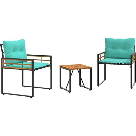 Outdoor Furniture Set with Cushion 3 pcs Turquoise vidaXL (1/5)