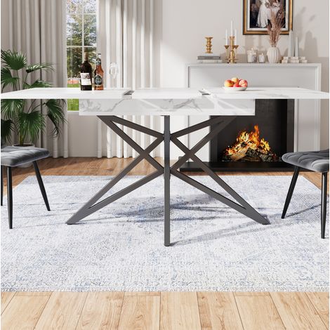 Ausziehbarer Tisch 120/160 x 80 cm aus MDF und Metall, weiß HAVRYA (1/5)