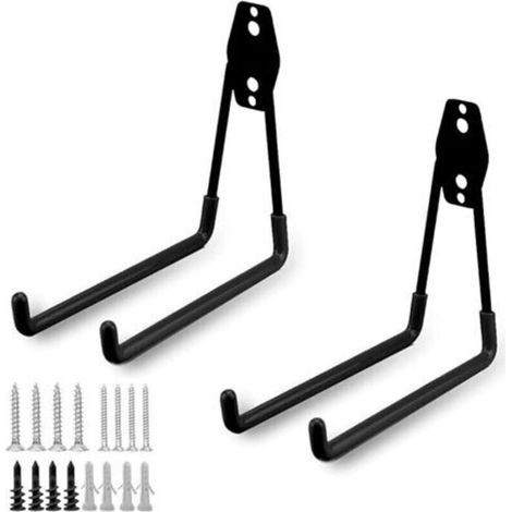 2pcs Crochet de Rangement de Garage en Acier,Stockage outils garage Crochets avec Revêtement Anti-Dérapant Support Lourd pour Accrocher les échelles/vélos/outils de jardin/Cordages (1/4)