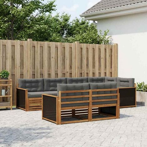 vidaXL Outdoor-Sofagarnitur mit Kissen 7 pcs Natur und Anthrazit (1/5)
