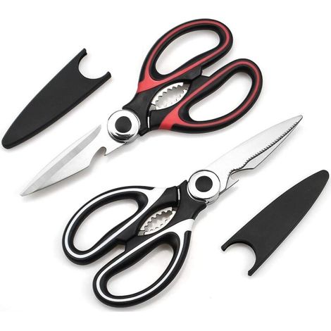 Hochwertige, professionelle Küchenschere aus Edelstahl mit Deckel – 2er-Set (1/5)