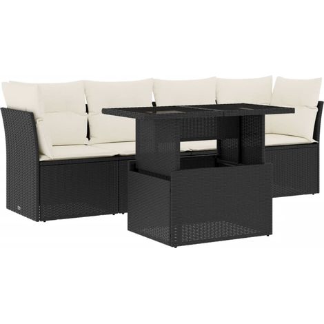 Maison Exclusive - Set de muebles de jardín 5 pzas y cojines ratá (1/5)
