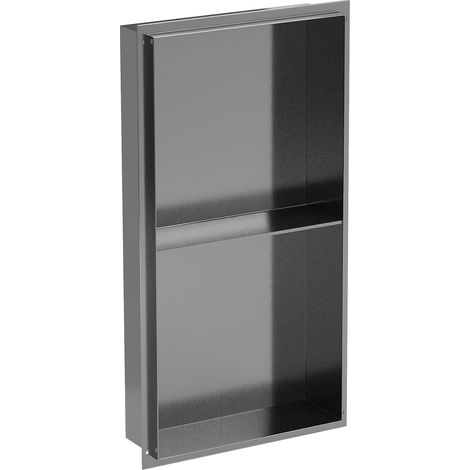 Mexen X-Wall-NR Einbauwandregal ohne Flansch mit Ablage 60 x 30 cm, gebürstetes Gun Gray - 19E1603010S (1/5)