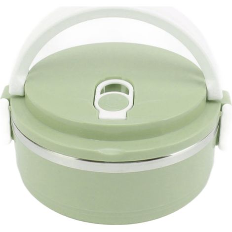 Gamelle Isotherme en Acier Inoxydable Silicone Ronde avec Poignée Ergonomique et Trous d'Aération pour École Vert Foncé (1/5)