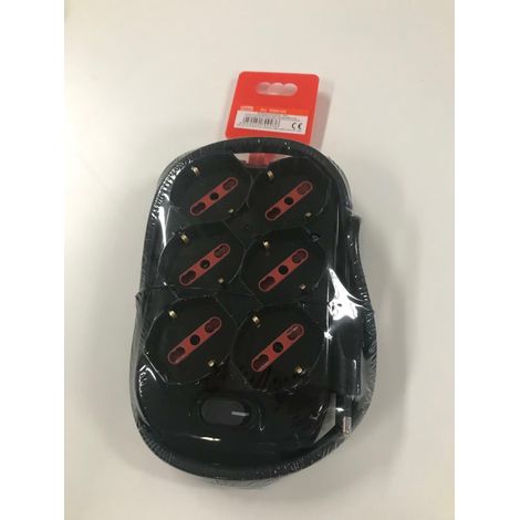 Multipresa nera emilia 6 prese schuko bivalenti 10/16a 2p+e rs94125