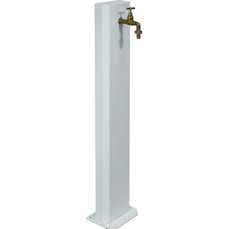 Fontanella da Giardino con Rubinetto in Ottone 20x10x100 cm in Acciaio Bianco (1/5)