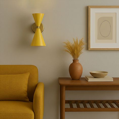 Aplique de Pared Mostaza y Oro con Luz Doble  Serie XENA (1/5)