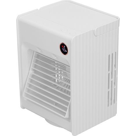 2-in-1-Tischventilator mit oszillierender Nebelfunktion, Licht, USB-aufladbar, Klimaanlage für Zuhause, Weiß (1/5)