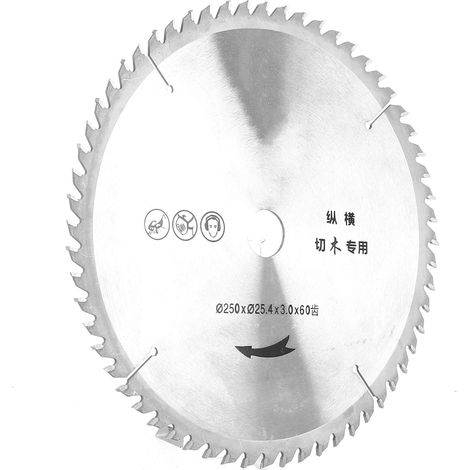 Lame de scie circulaire 250x25,4x3,0 mm, 80 dents, disque en acier allié pour bois, outil de menuiserie professionnel (1/5)