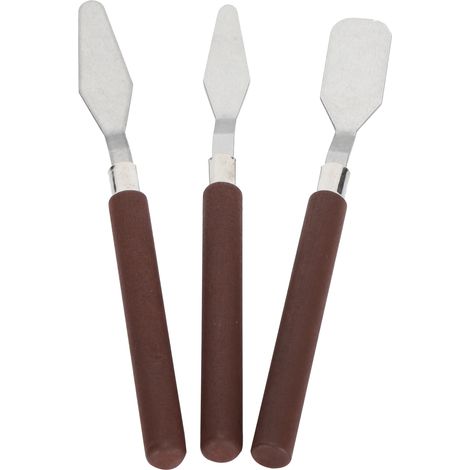 Lot de 3 spatules à peindre en acier inoxydable, couteau à palette pour peinture à l'huile, modelage d'argile (1/5)