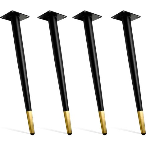 Patas de mesa cónicas de estilo industrial - Juego de 4 patas ajustables para mesas de centro, bancos, sillas y cómodas - Negro/Dorado, Altura 30 cm (1/5)