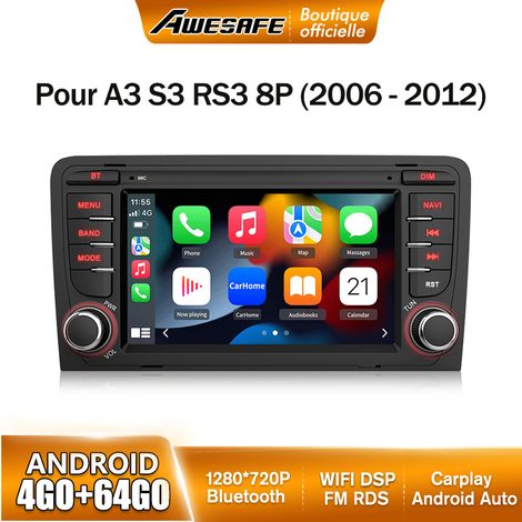 AWESAFE 4G Autoradio Android 13 pour Audi A3 8P/S3/RS3/Sportback 4Go+64Go avec 7'' Écran Tactile Carplay Android Auto GPS WiFi FM (1/5)