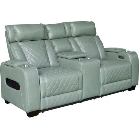 Canapé cinéma relax DOMUS 2 places en similicuir – Vert menthe – 190 x 101 x 103 cm (1/5)