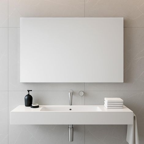 Specchio Rettangolare Filolucido Con Vetro Da 5 mm Bordi a 90° Installazione Verticale e Orizzontale Reversibile Con Pellicola Antiesplosione e Ganci Inclusi Design Moderno Per Bagno Casa 70 X 110 Cm  (1/5)