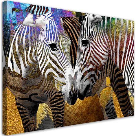 Quadro su tela, Animali zebra astratti - 90x60 (1/4)