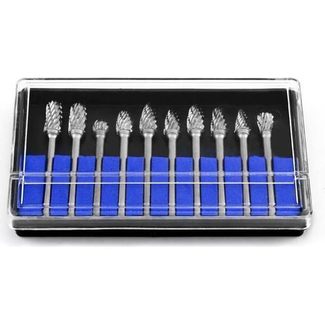 10 piezas de fresas rotativas de doble corte, vástago de 3 mm, cabeza de 6 mm, fresas de carburo para trabajar la madera y el metal.