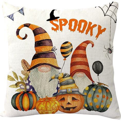 Filiyano – oreiller neuves pour Halloween – Lot de 2 taies d'oreiller neuves pour Halloween, motif fantôme et citrouille, pour la maison, le lit ou le