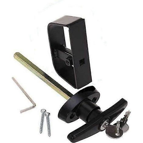 Kit de verrouillage à poignée en T pour porte de garage noire, porte de cabanon, poulailler, etc. Battqx (1/5)