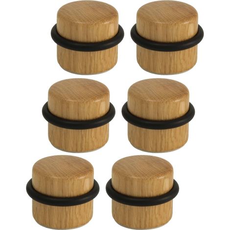 Butées de porte - Butées de porte adhésives en bois pour sols - Protection pour portes et murs - Lot de 6 unités (chêne) (1/5)
