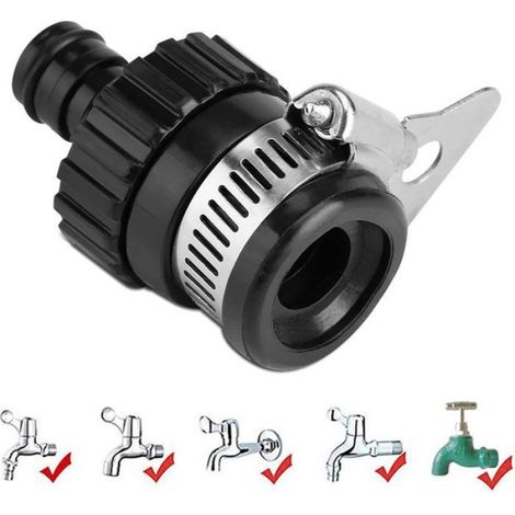 Adaptateur De Robinet - Raccord Rapide Caoutchouc Et Acier Inoxydable - Pour Arrosage Jardin Et Lavage Voiture - 13 mm Et 17 mm (1/5)