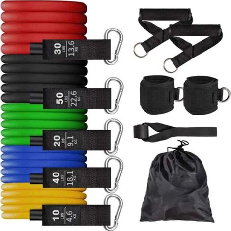 Bandes de résistance, ceintures de fitness, élastiques de musculation, ceintures de fitness unisexes avec poignées, équipement de fitness à domicile (1/4)