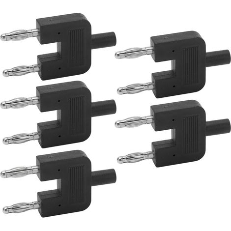 Lot de 5 fiches bananes doubles, double rangée, 1 femelle vers 2 mâles, connexion robuste, excellente conductivité, fiches bananes noires. (1/5)