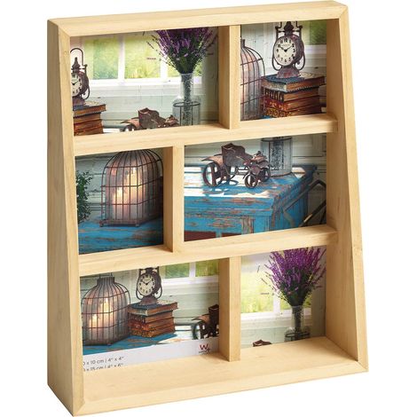 Cadre Photo Naturel 3X 10x15 et 3X 10x10 cm Cadre galerie Rustic SM666H (1/4)